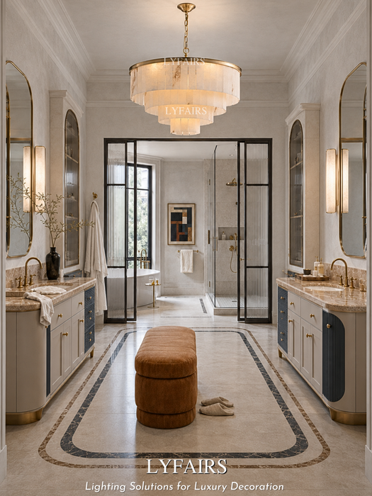Modern Luxury Round  Multi-tier Alabaster Pendant Chandelier