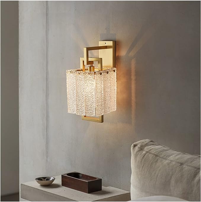 Modern Glass Shade Wall Light in Brass for Bedroom/Hallway