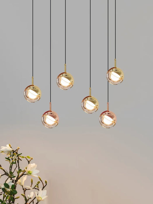 Nordic Simple Globe Pendant Suspension Light in Gold/Rose Gold