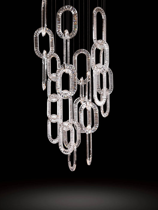 Modern Luxury Crystal Chain Cluster Chandelier for High Ceiling/Dining Room