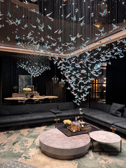 Luxury Cascading Iridescent Butterfly K9 Crystal Art Chandelier
