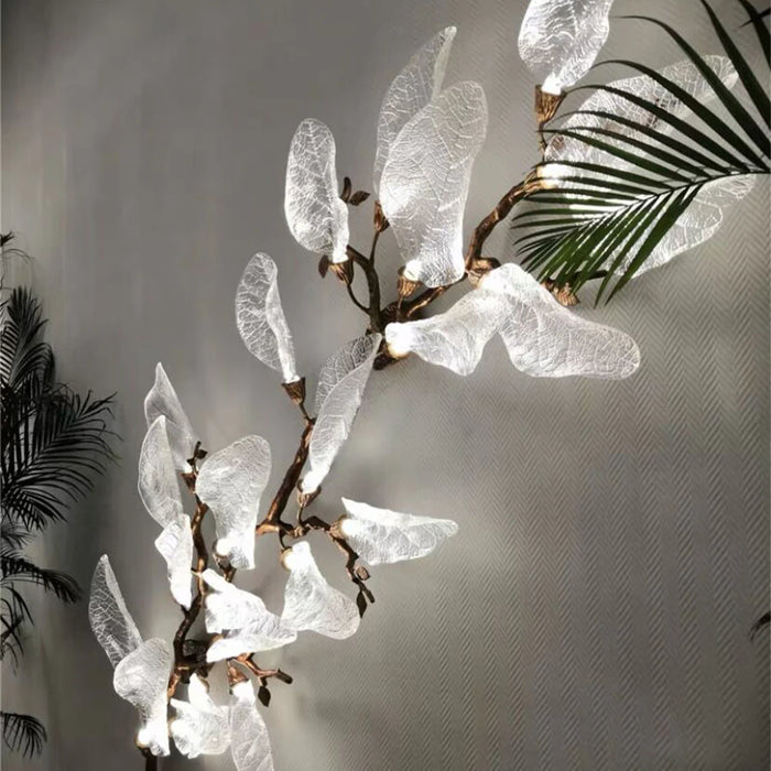 Lámpara de araña de hojas de resina biónica creativa para sala de estar/comedor/escalera