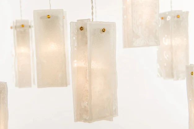 Lampadario/lampadario in piastrelle di vetro a grappolo rettangolare colorato Art Design 1/25/60/84-Light