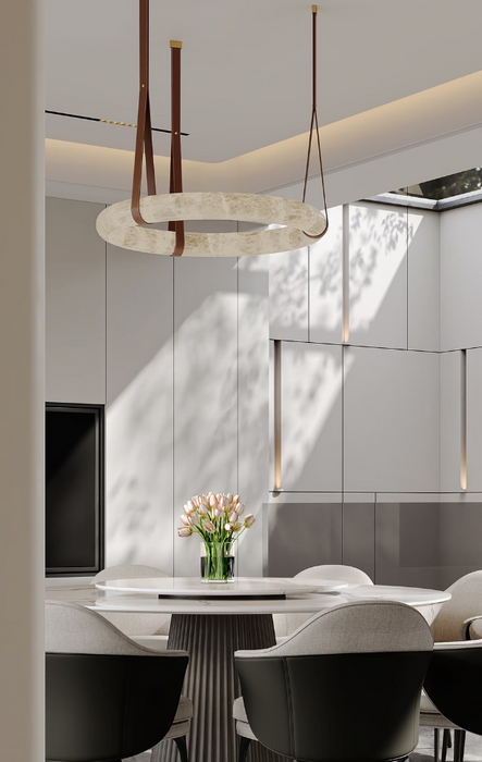 Modern Round Alabaster Chandelier for Living Room/Bedroom
