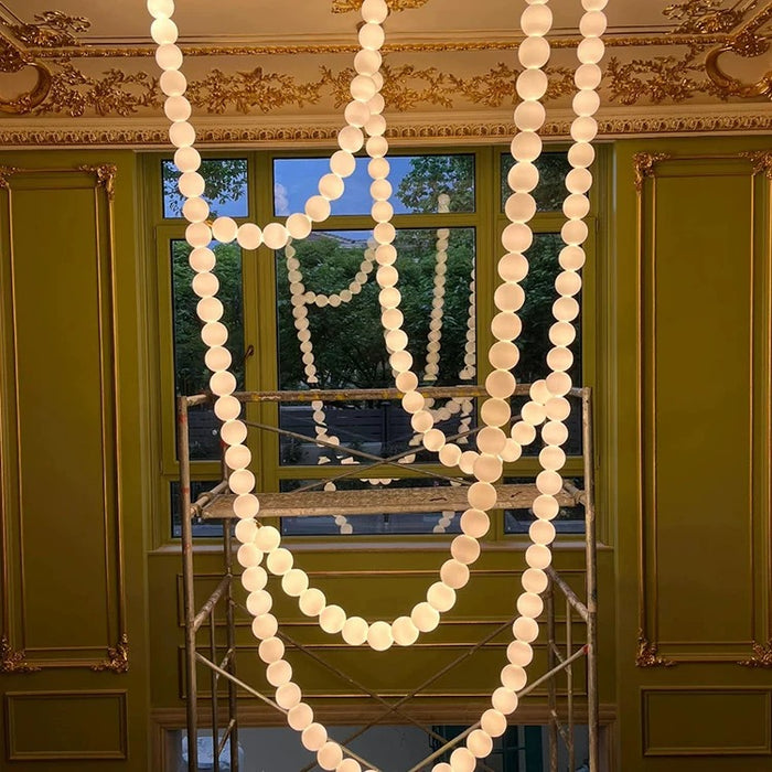 Modern Alabaster Pearl-Chain Pendant Light