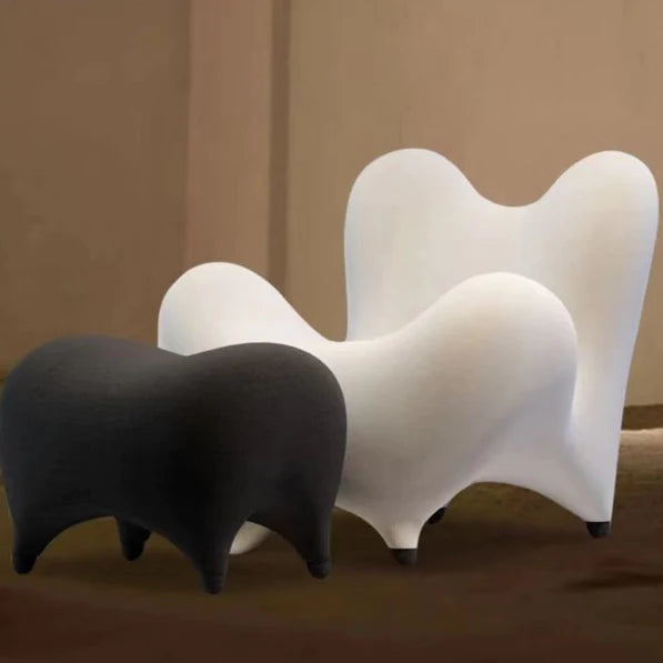 Poltrona da divano in velluto di lana creativa minimalista nordica a forma di dente con poggiapiedi per soggiorno/camera da letto