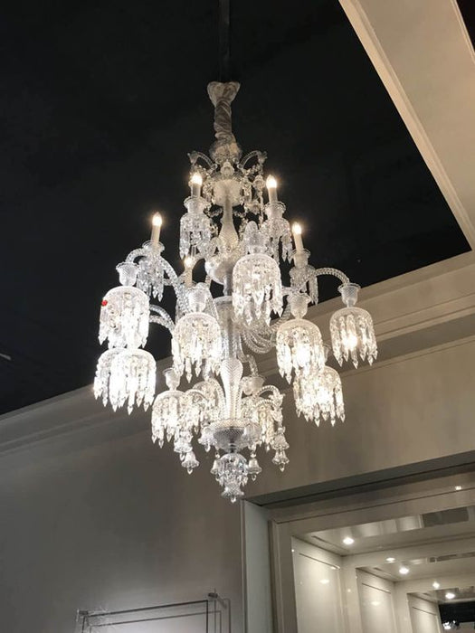 Lampadario di cristallo a candela multistrato di grandi dimensioni di lusso reale per la decorazione di soggiorno/sala