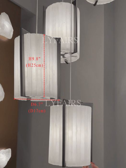Modern Cascading 5-Light Large Cylinder Plaster Diffused Pendant Light