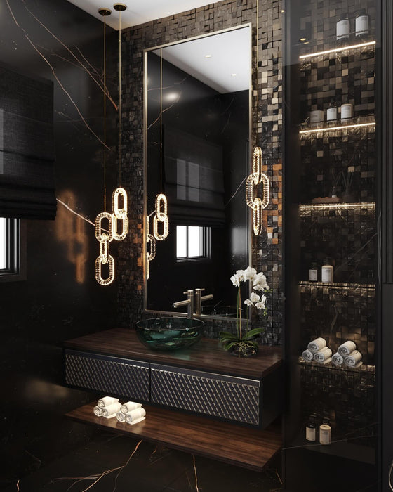 Luxury Crystal Chain Pendant Chandelier for High Ceilings