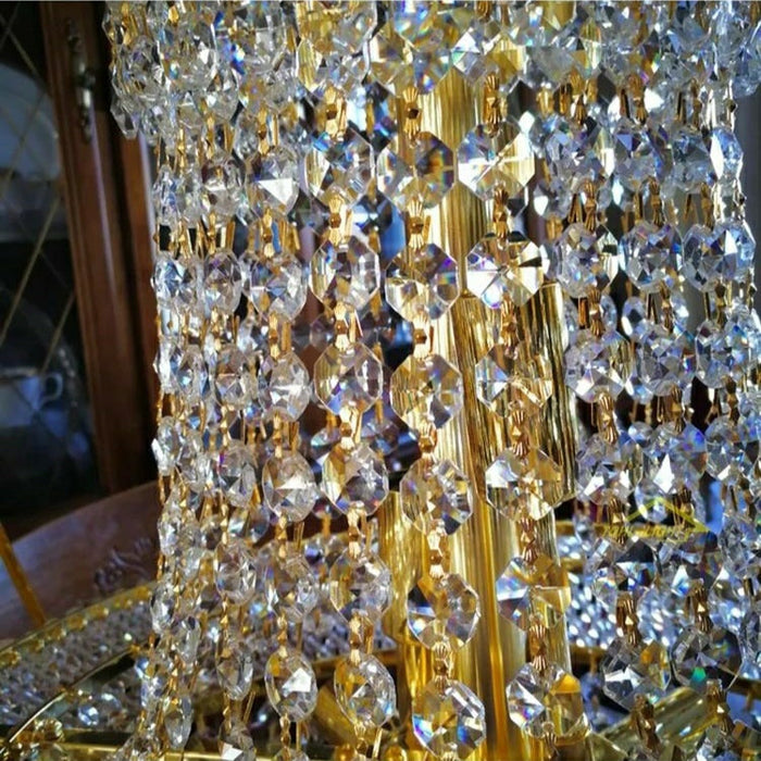Luxury Empire Foyer Crystal Chandelier Pendant Ceiling Light Fixture In Gold/ Chrome Finish