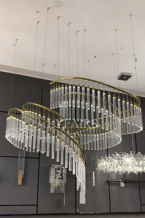 Luxury Spiral Bubble Crystal Chandelier for High Ceiling