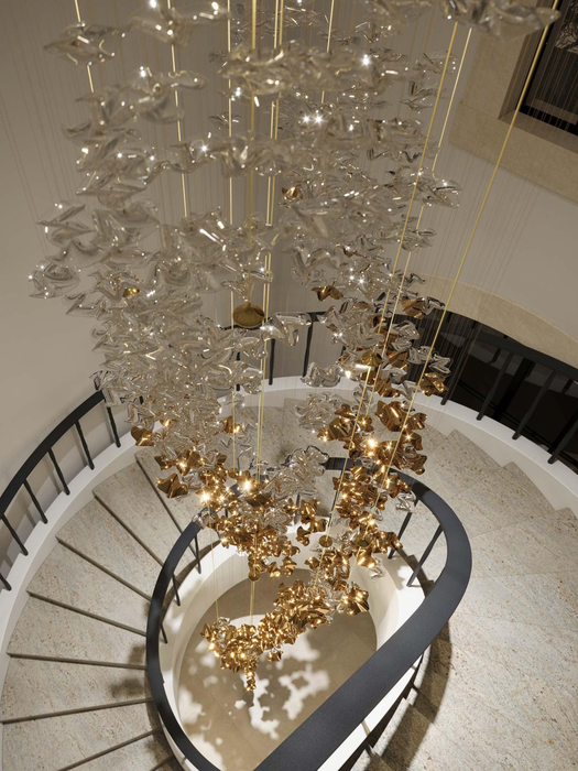 Modern Floating Starfish Glass Chandelier for High Ceiling/Hotel/Restaurant