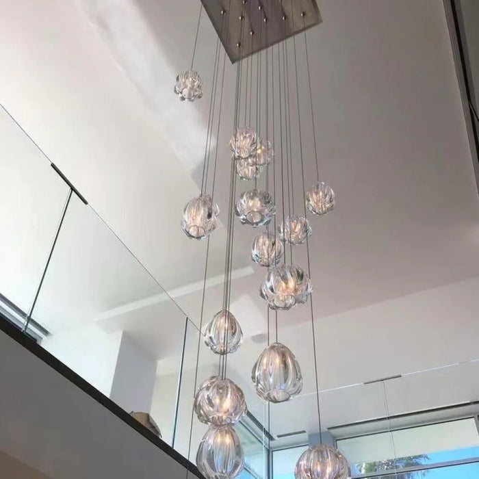 Lampadario di cristallo a sospensione in vetro soffiato a mano in stile nordico moderno per sala da pranzo/soggiorno/tromba delle scale