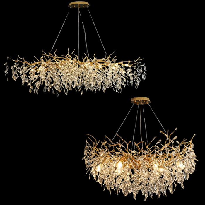 Lámpara de techo de hojas de cristal, candelabro de rama de estilo francés, asequible, nueva