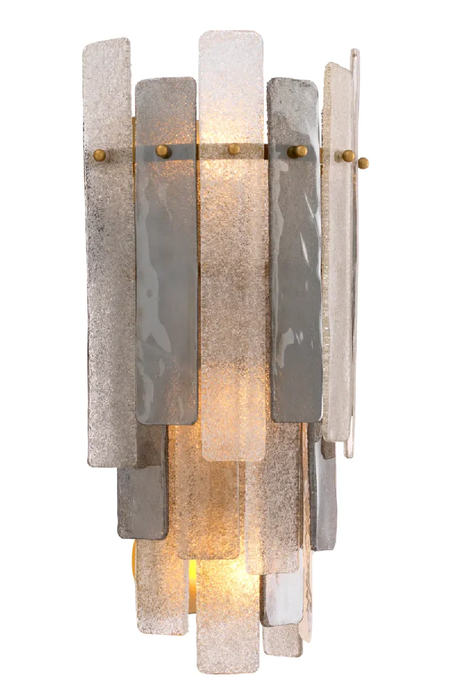 Art Deco Fragmented Textured Glass Panel Wall Sconce