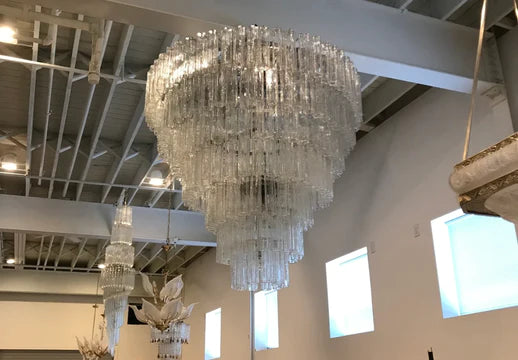 Lámpara de araña escalonada de vidrio soplado a mano de 3/4/5/7 niveles con diseño de arte moderno