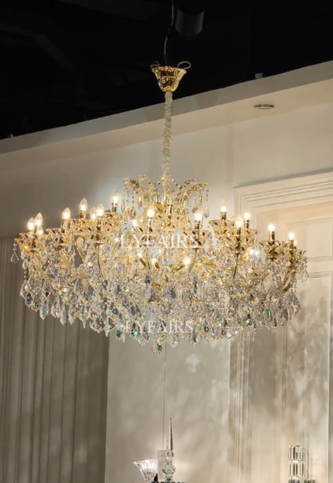 Luxury European Golden Curved Arm Candle Sparkling K9 Crystal Chandelier