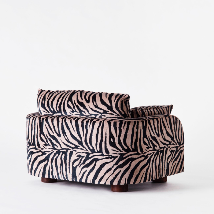 Modern Zebra‑Stripe Block Upholstered Modular Statement Sofa