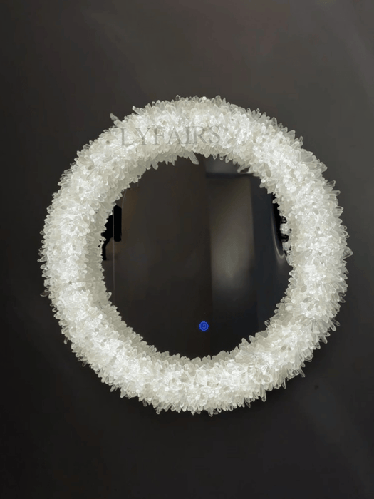 Luxury Handcrafted Cluster Ring Natural Quartz Crystal Wall Mirror