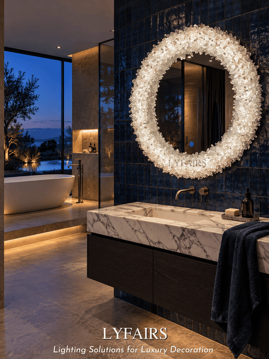 Luxury Handcrafted Cluster Ring Natural Quartz Crystal Wall Mirror