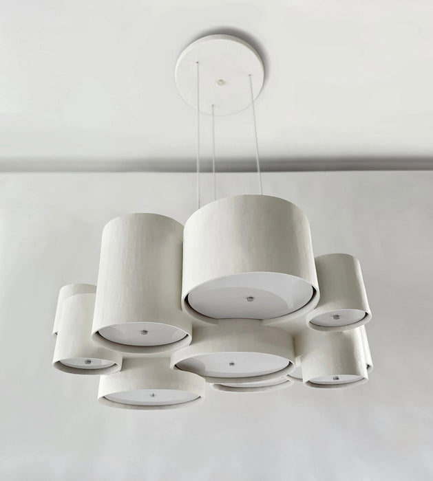 Modern Stacked Organic Multi-Cylinder White Plaster Chandelier