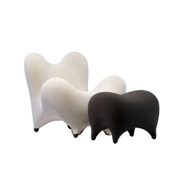 Nordic Minimalist Creative Tooth-shaped Wool Velvet Sofa Chair With Footstool For Living Room/Bedroom