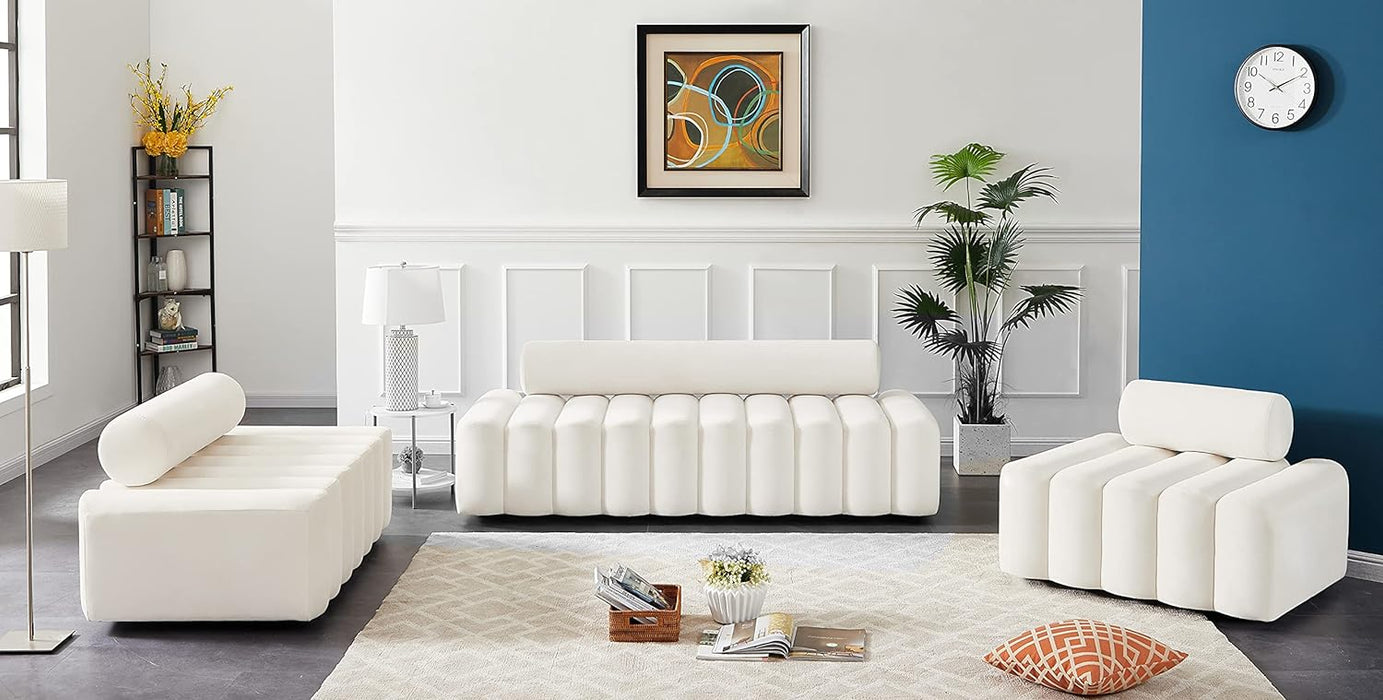 Velvet Upholstered Sofa with Deep Channel Tufting
