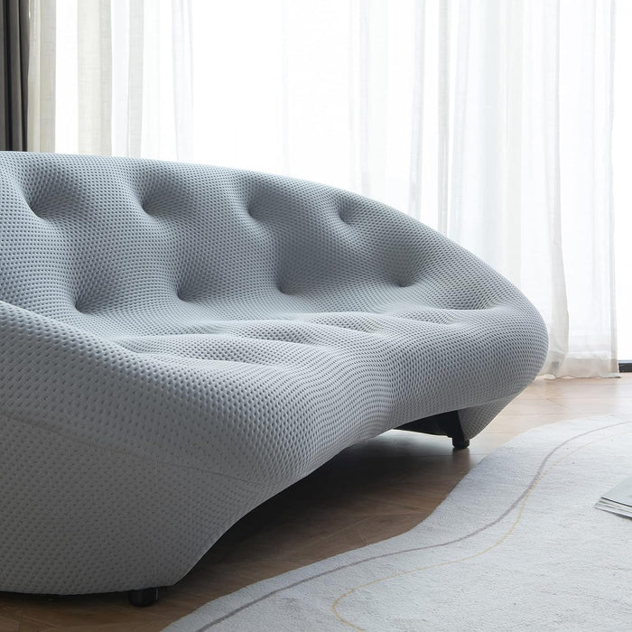Sofá de 3/4 plazas en forma de concha con material textil 3D