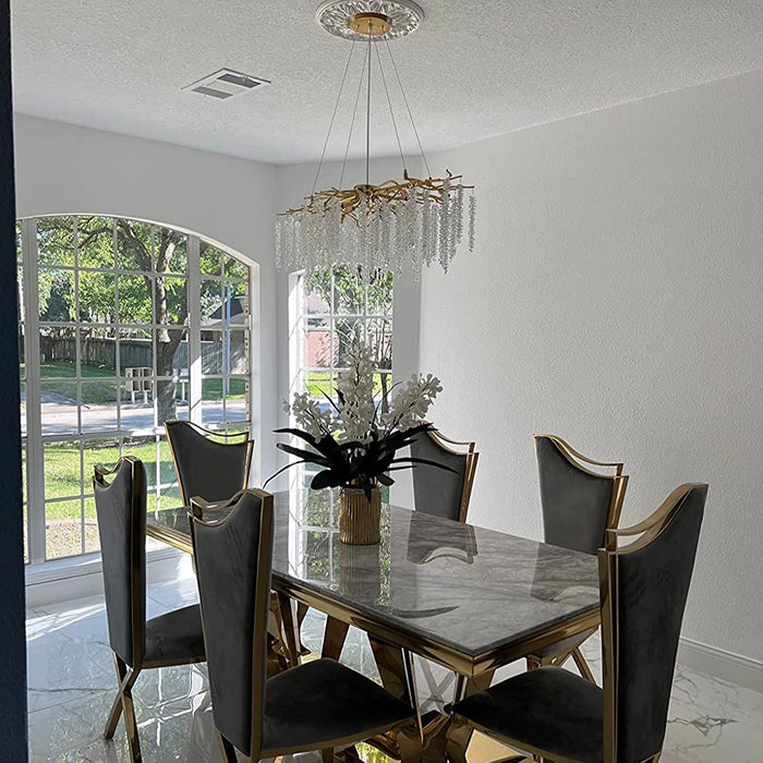 Lampadario a foglia di cristallo per tavolo da pranzo Plafoniera in stile ramo per la casa moderna