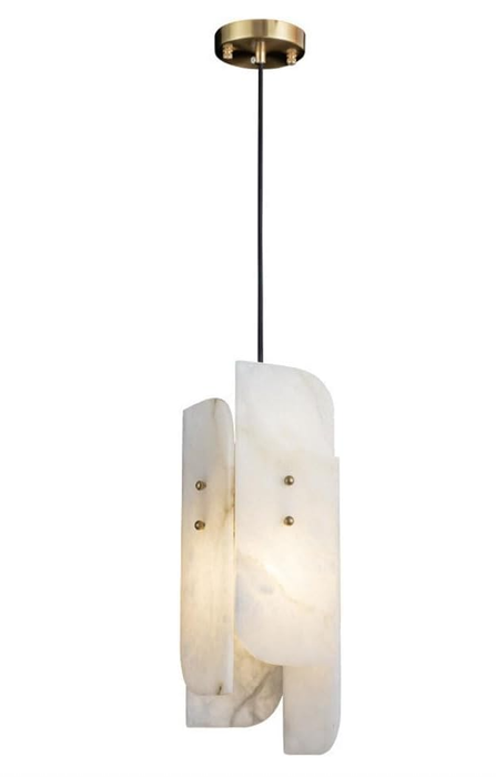 Modern Minimalist Stacked Curved Slab Alabaster Pendant Light