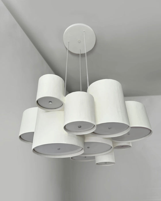 Modern Stacked Organic Multi-Cylinder White Plaster Chandelier