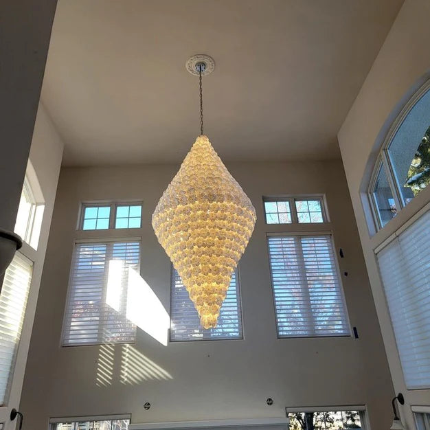 Lámpara de araña de cristal con flores extragrandes, creativa y moderna, para escalera/vestíbulo/villa