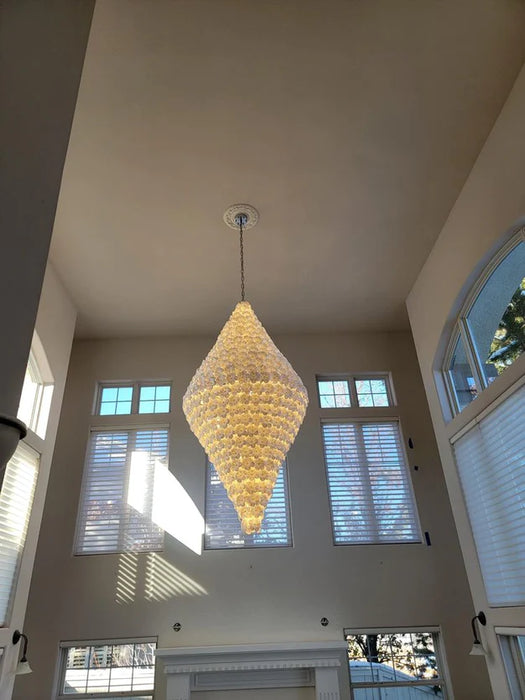Lámpara de araña de cristal con flores extragrandes, creativa y moderna, para escalera/vestíbulo/villa