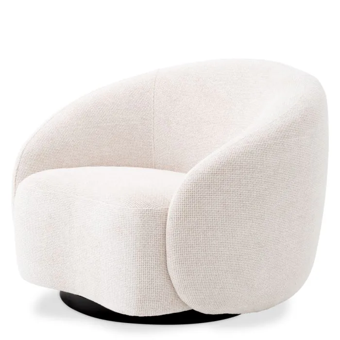 Modern Organic Curved Swivel Upholstered Armchair