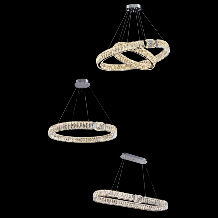 Lampadario moderno con pendente ad anello in cristallo leggero e lussuoso per soggiorno/sala da pranzo/camera da letto