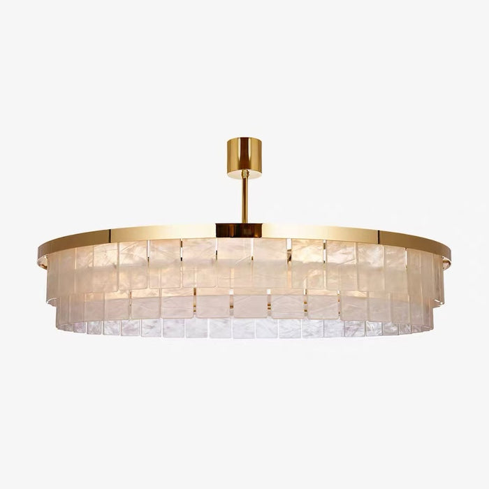 Modern Tiered Frosted Glass Hand‑Textured Panel Chandelier for Dining Room/Kitchen Island