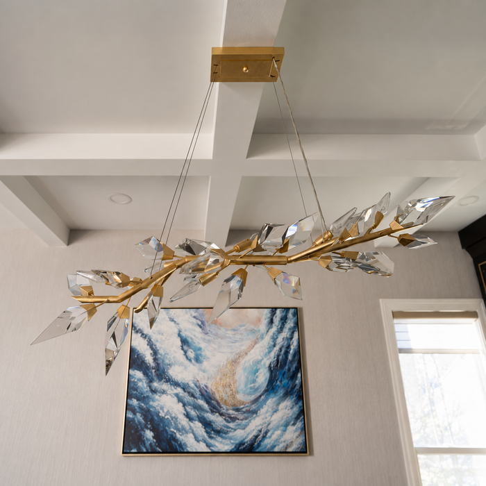 Modern Luxury Linear Handcrafted Diamond-cut  Crystal Chandelier