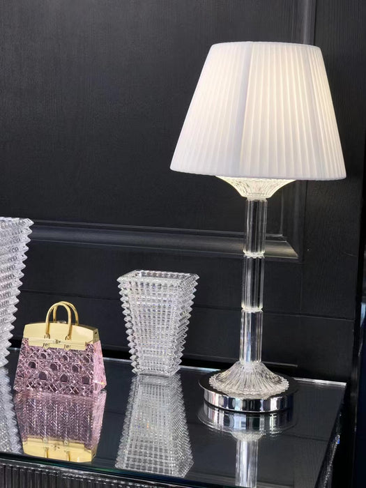 Luxury Crystal Slub White Lampshade Table Lamp