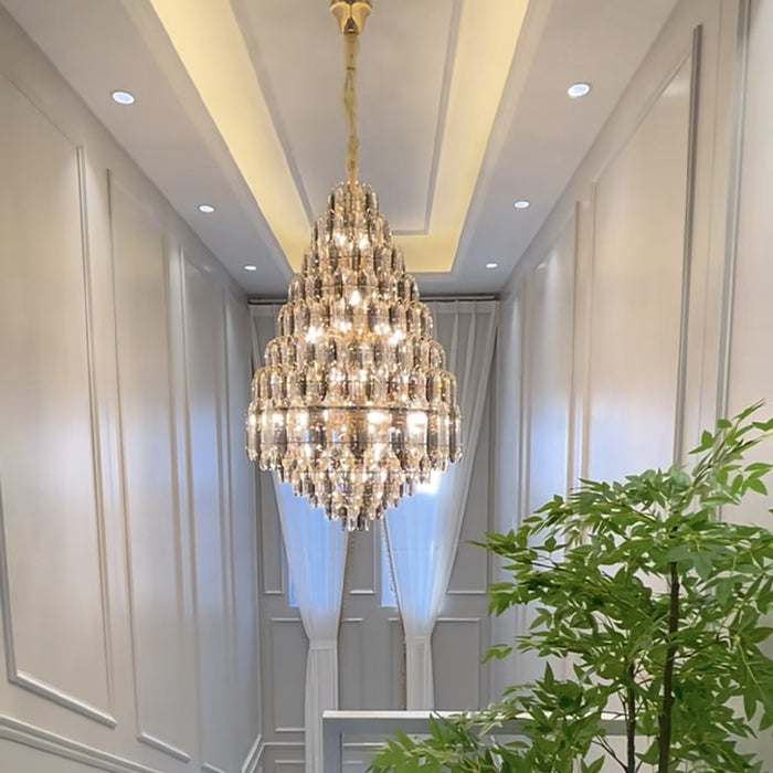 Lámpara de escalera/vestíbulo con cristales de alta claridad, luz de techo de lujo