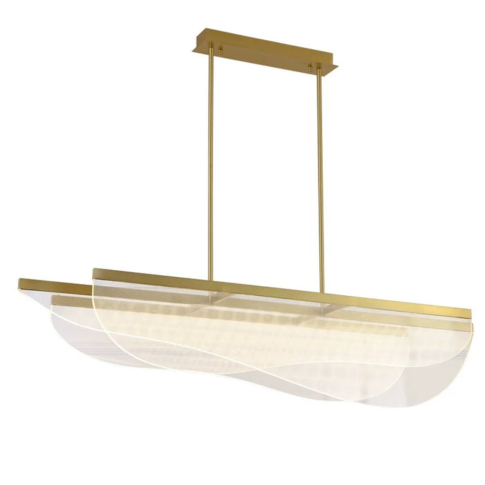Modern Artistic Soft Glow Layered Linear Acrylic Chandelier  for Kitchen Island/Dining Room/Cafe