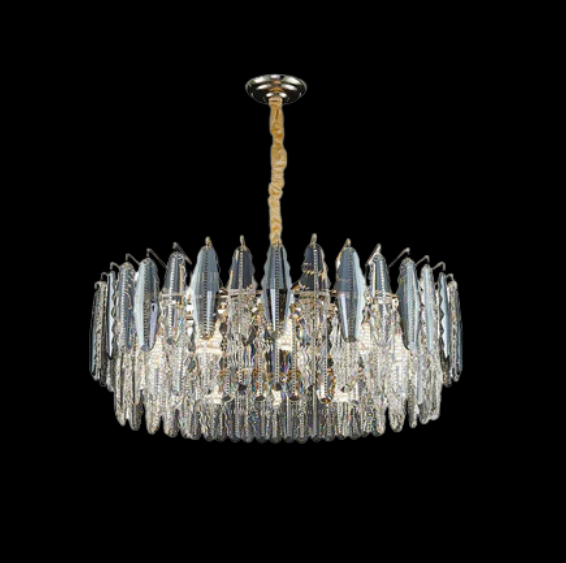 Lámpara de araña de cristal redonda de lujo, luz de diseñador de arte minimalista moderno, para comedor/sala de estar