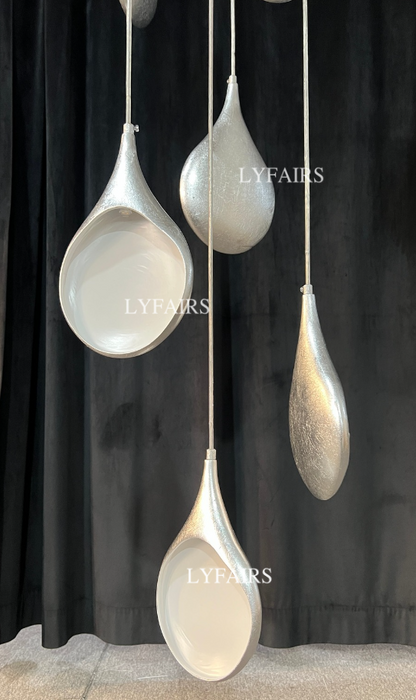 Aesthetic Minimalism  Contemporary Golden/Silver Pendant Chandelier