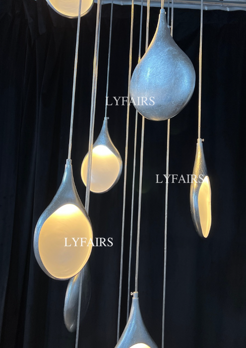 Aesthetic Minimalism  Contemporary Golden/Silver Pendant Chandelier