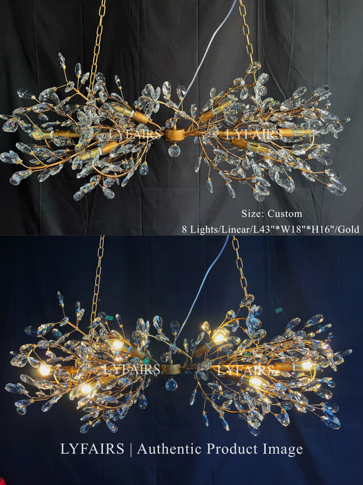Lámpara de araña floral de cristal con diseño artístico para sala de estar/dormitorio/comedor/isla de cocina
