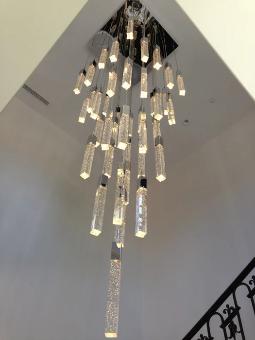 Light Luxury Glacier Bubble Crystsal Chandelier in Gold/Chrome/Black Finish for Staircase/Foyer