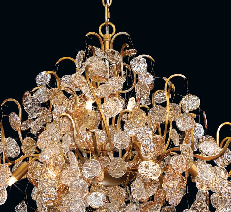 Extra Large Transitional Hand-strung Glass Wafers Chandelier for Staircase/Foyer