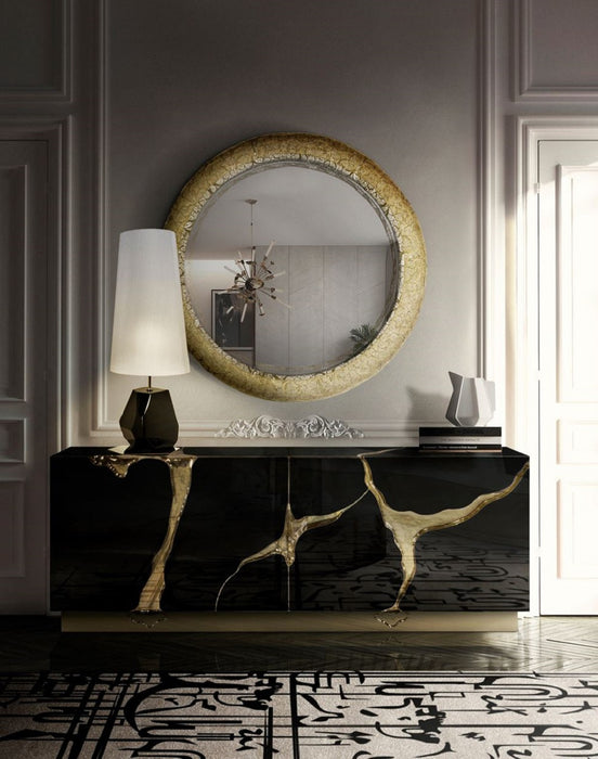 Luxury Gold Sideboard in Chrome/Black Finish for Bathroom/Living Room