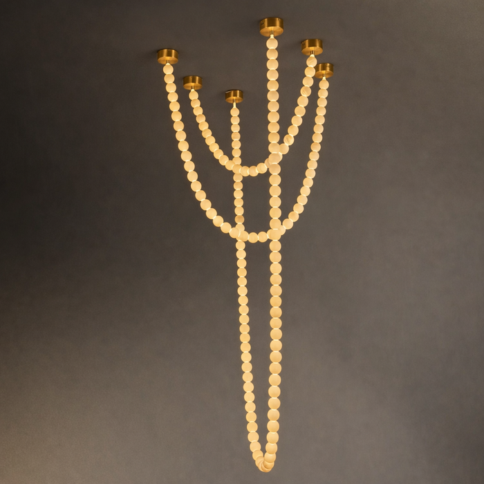 Modern Alabaster Pearl-Chain Pendant Light