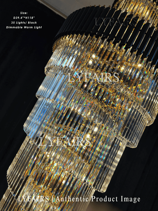 Classic Large Multi-layered Spiral Crystal Chandelier for Foyer/ Staircase