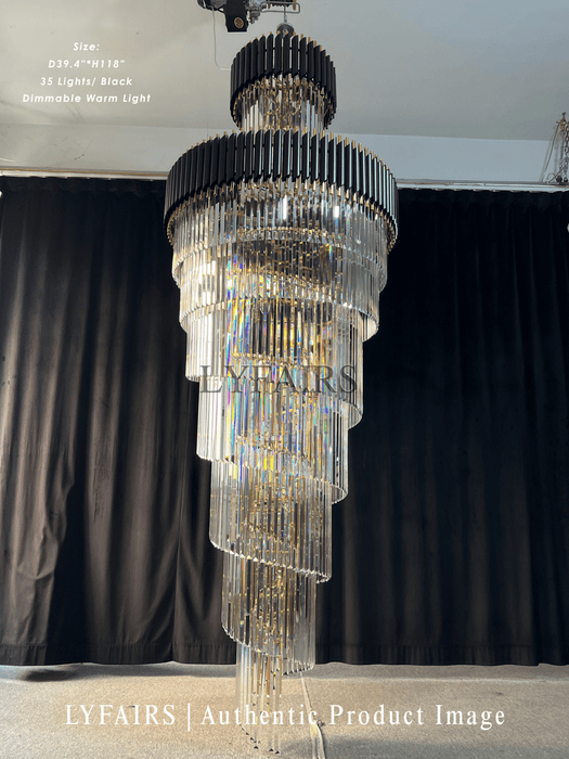 Classic Large Multi-layered Spiral Crystal Chandelier for Foyer/ Staircase